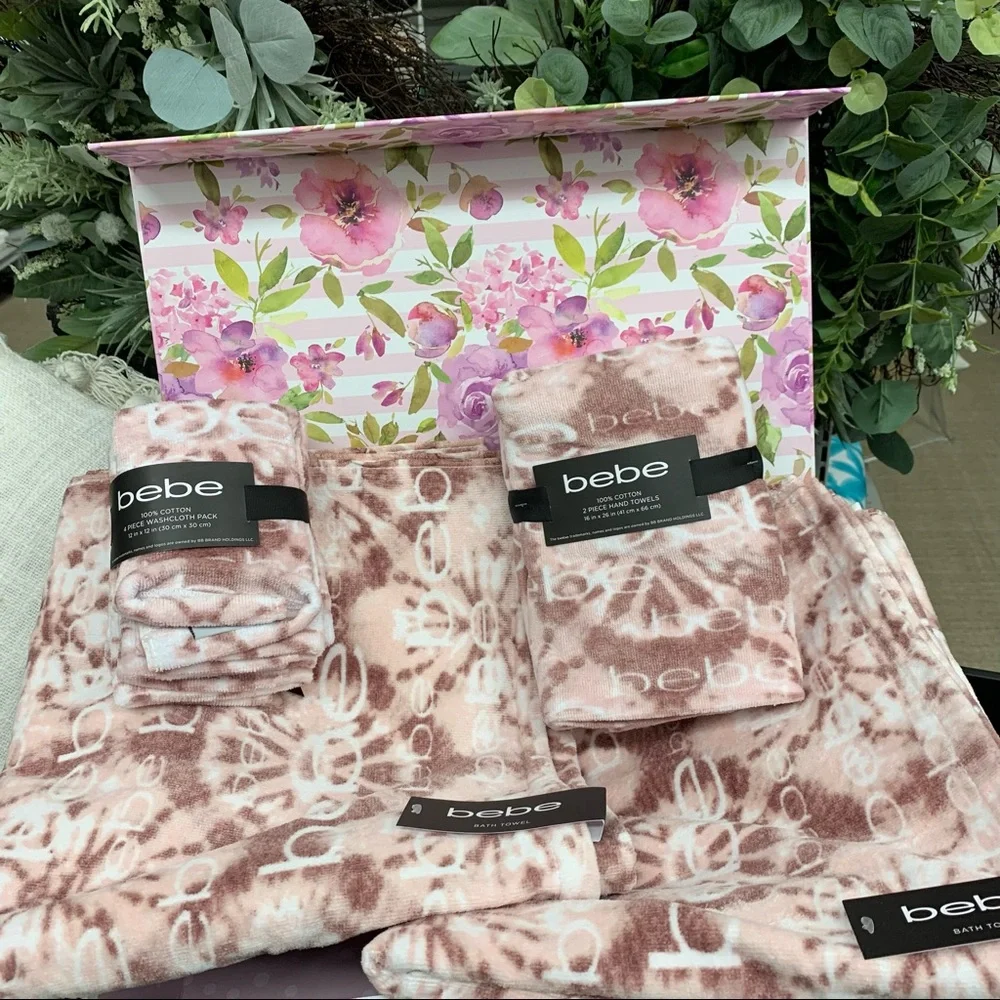 NWT  BeBe 8 piece Towel set pink